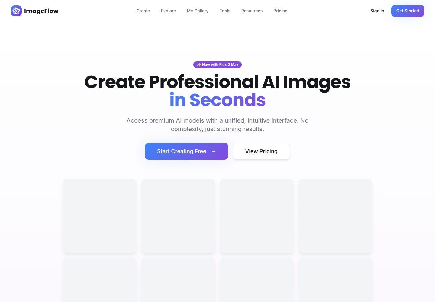 ImageFlow public website screenshot