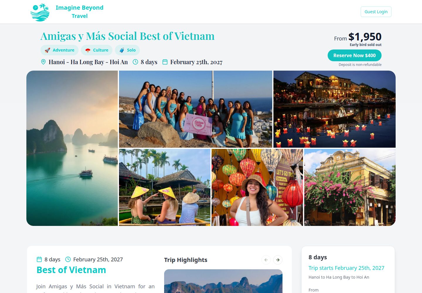 Imagine Beyond Travel public website screenshot