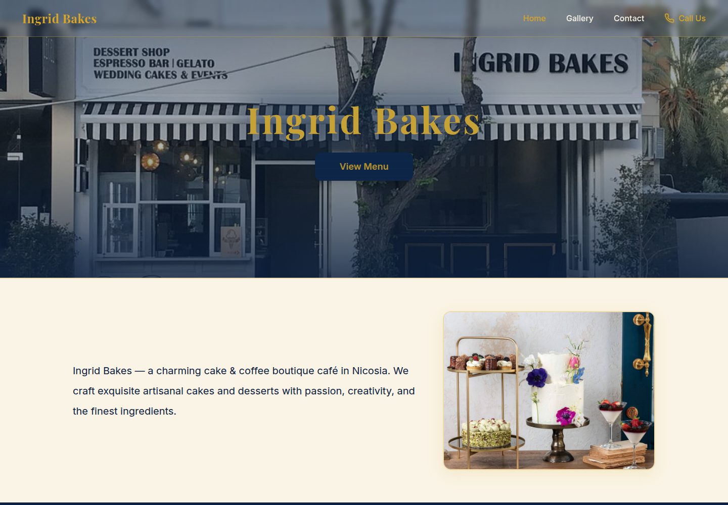 Ingrid Bakes public website screenshot