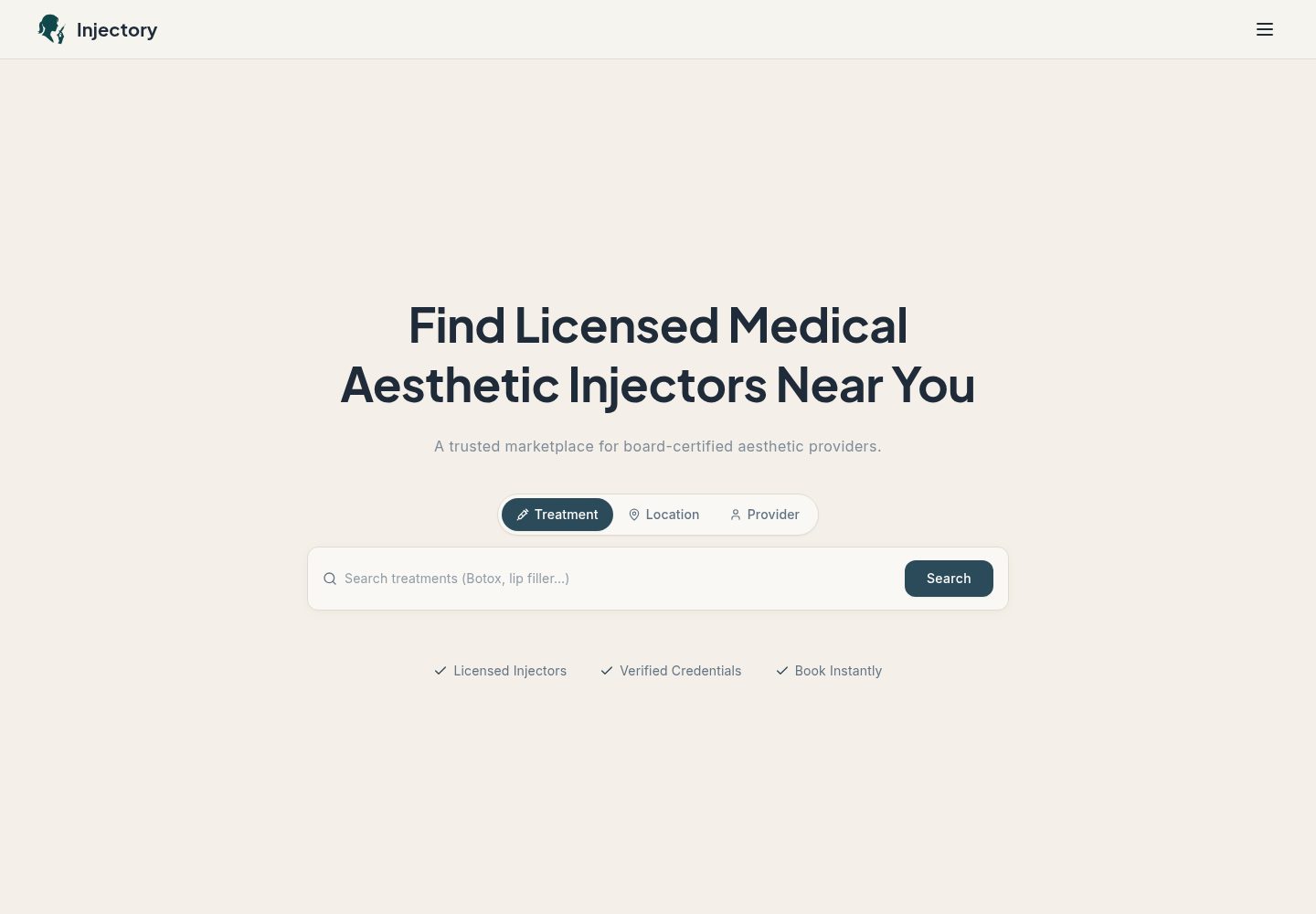 Injectory public website screenshot
