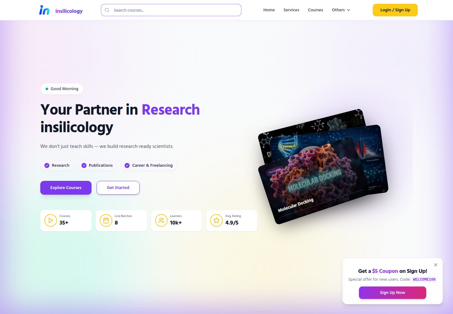 insilicology public website screenshot