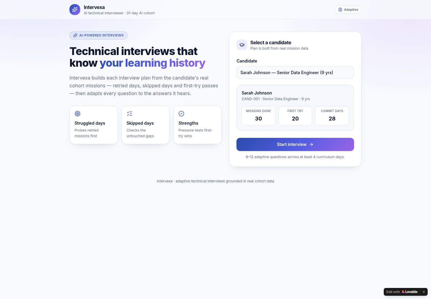Intervexa public website screenshot