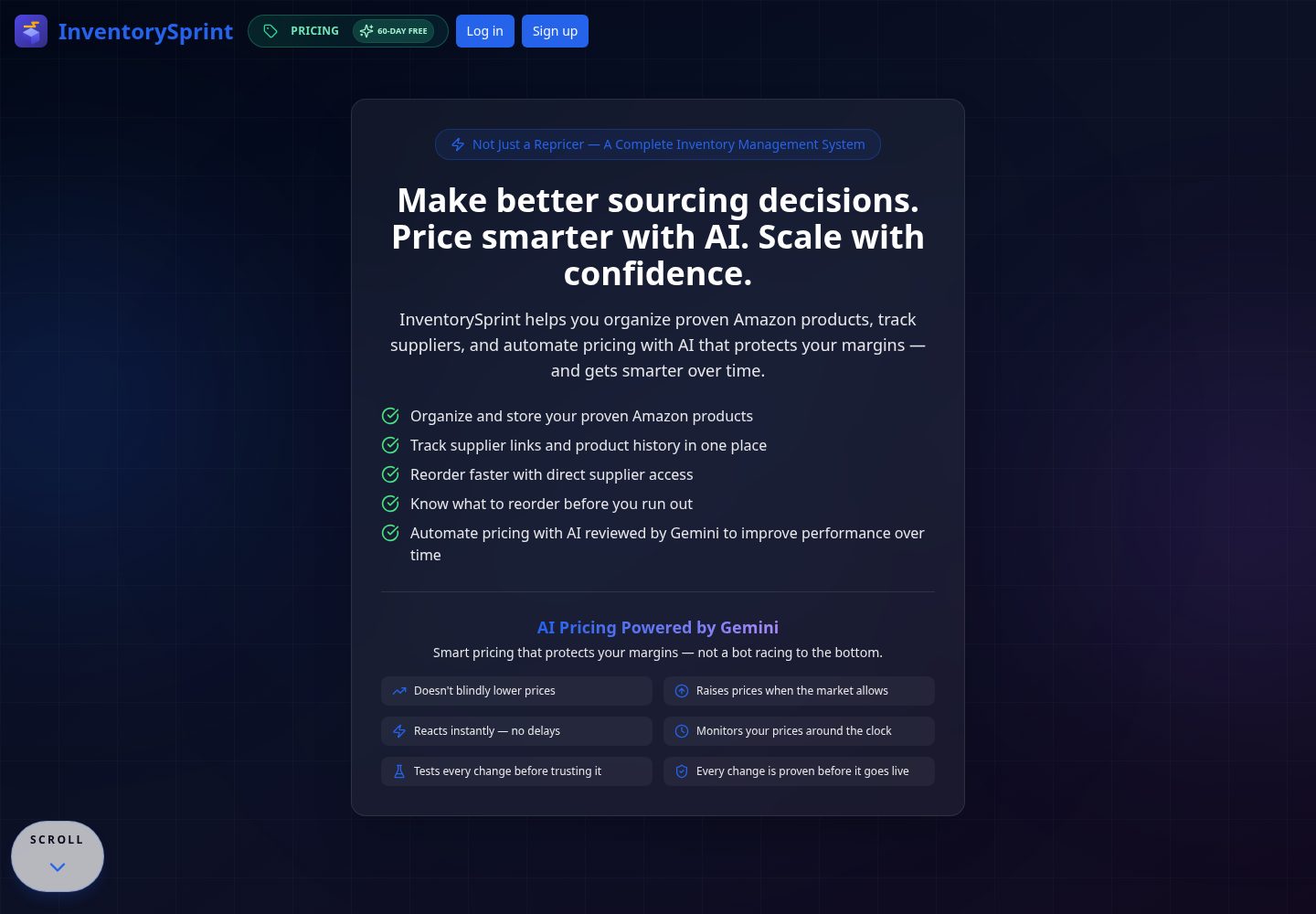 InventorySprint public website screenshot
