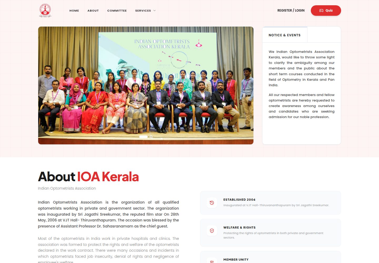 IOA Kerala public website screenshot