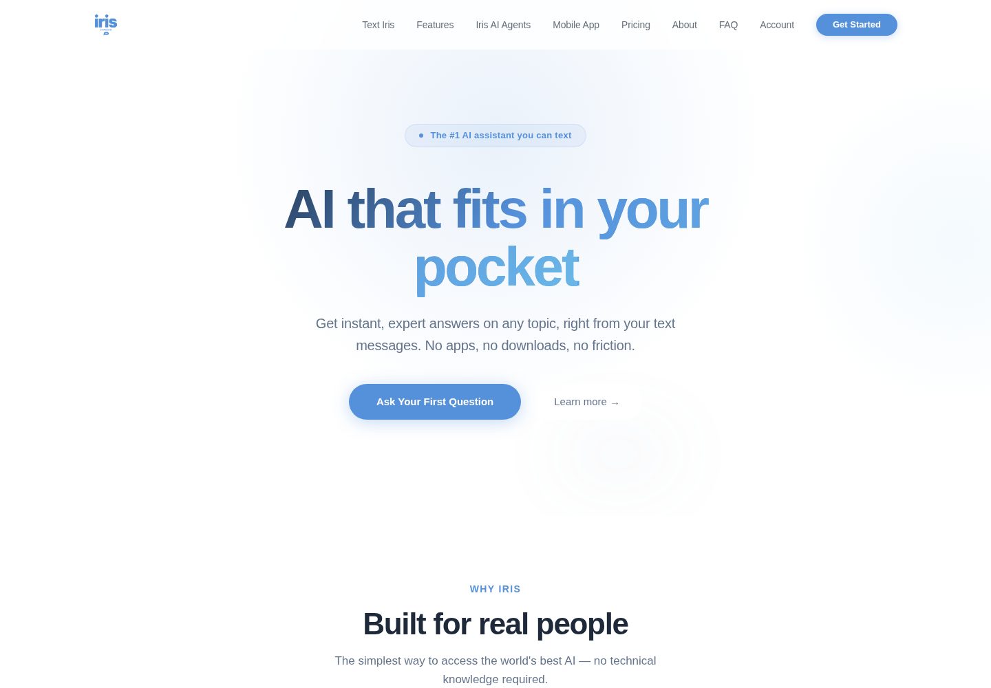 Iris AI public website screenshot