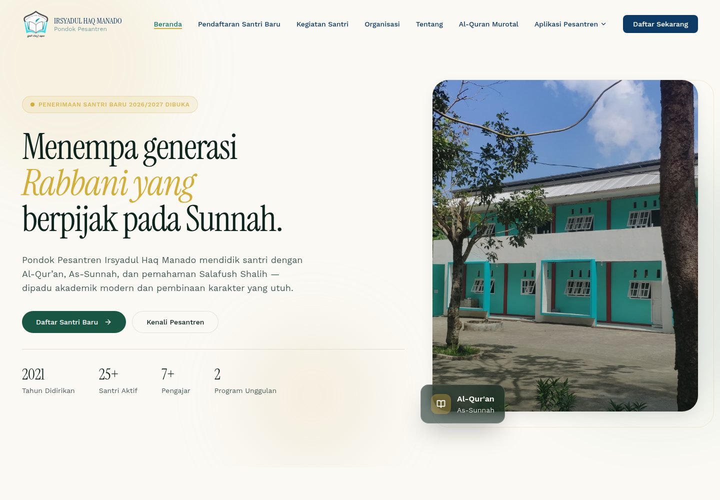 Irsyadul Haq Manado public website screenshot