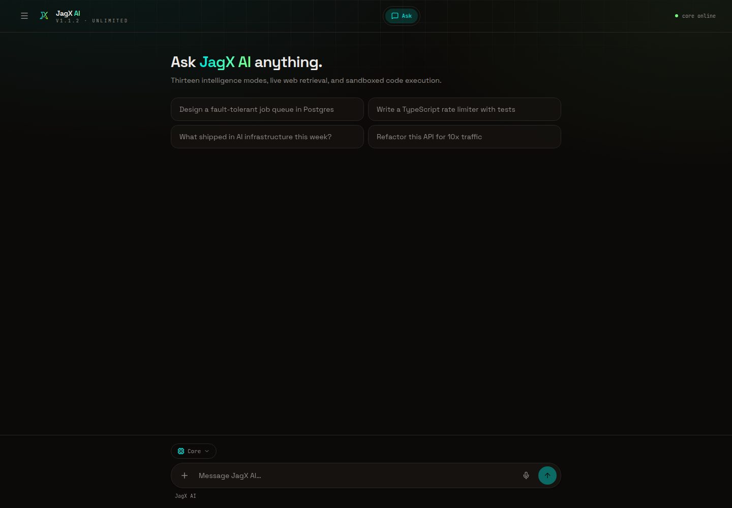 JagX AI public website screenshot