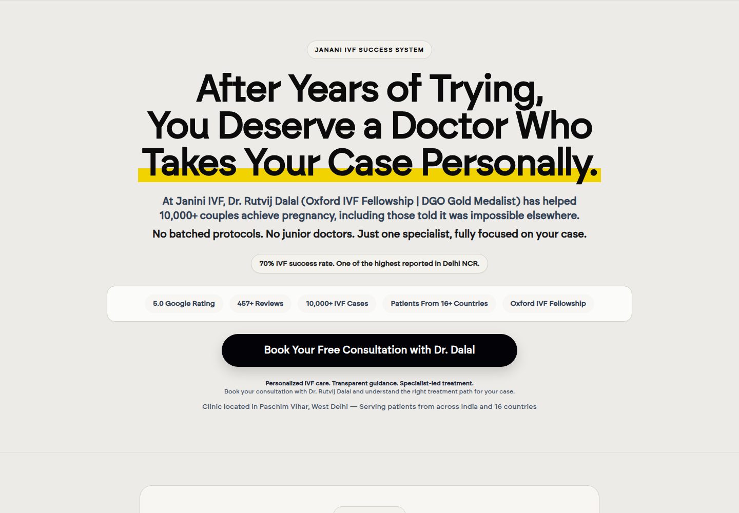Janani IVF public website screenshot