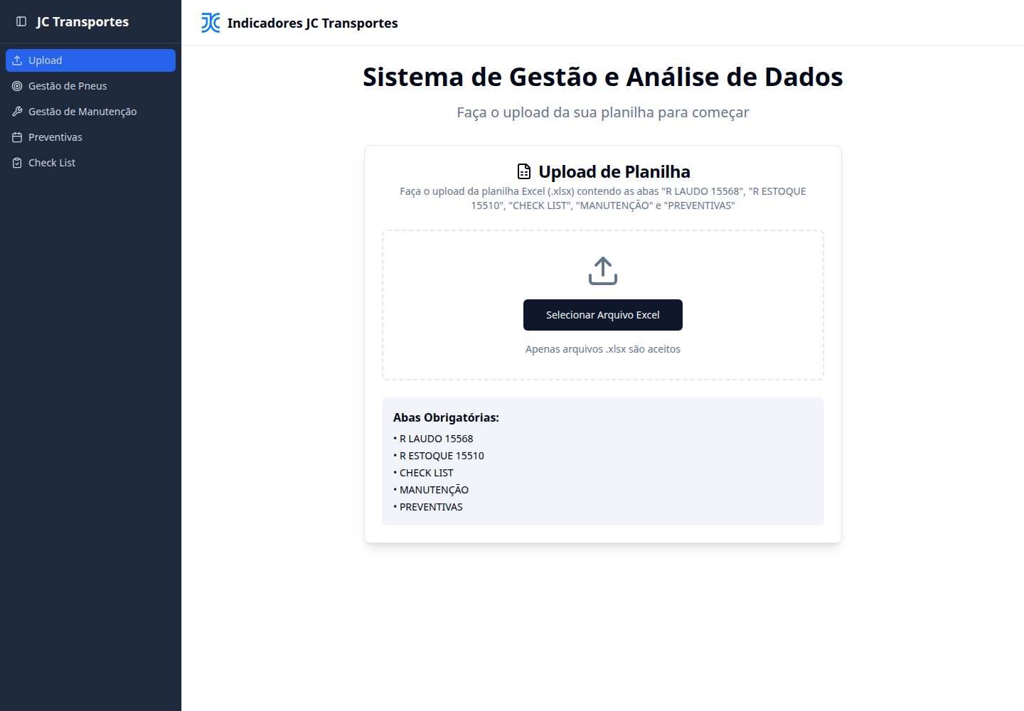 JC Transportes public website screenshot