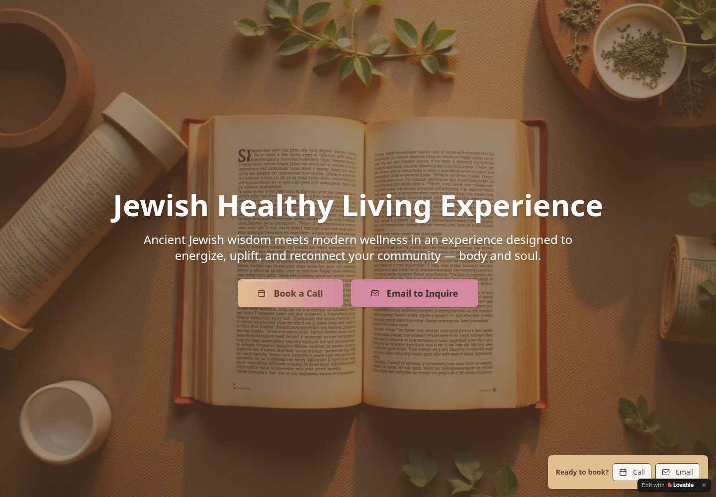 Jewish Healthy Living Experience public website screenshot