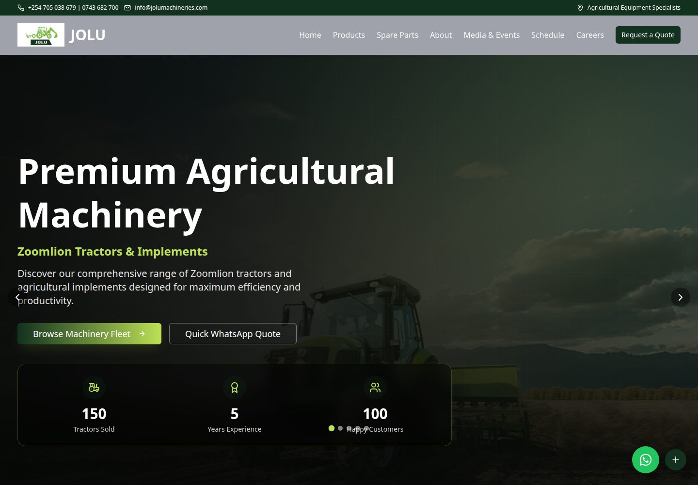 Jolu Machineries public website screenshot