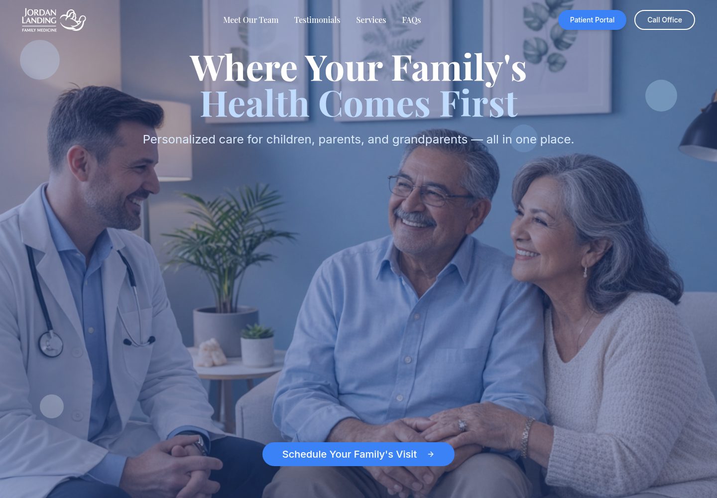 Jordan Landing Family Medicine public website screenshot