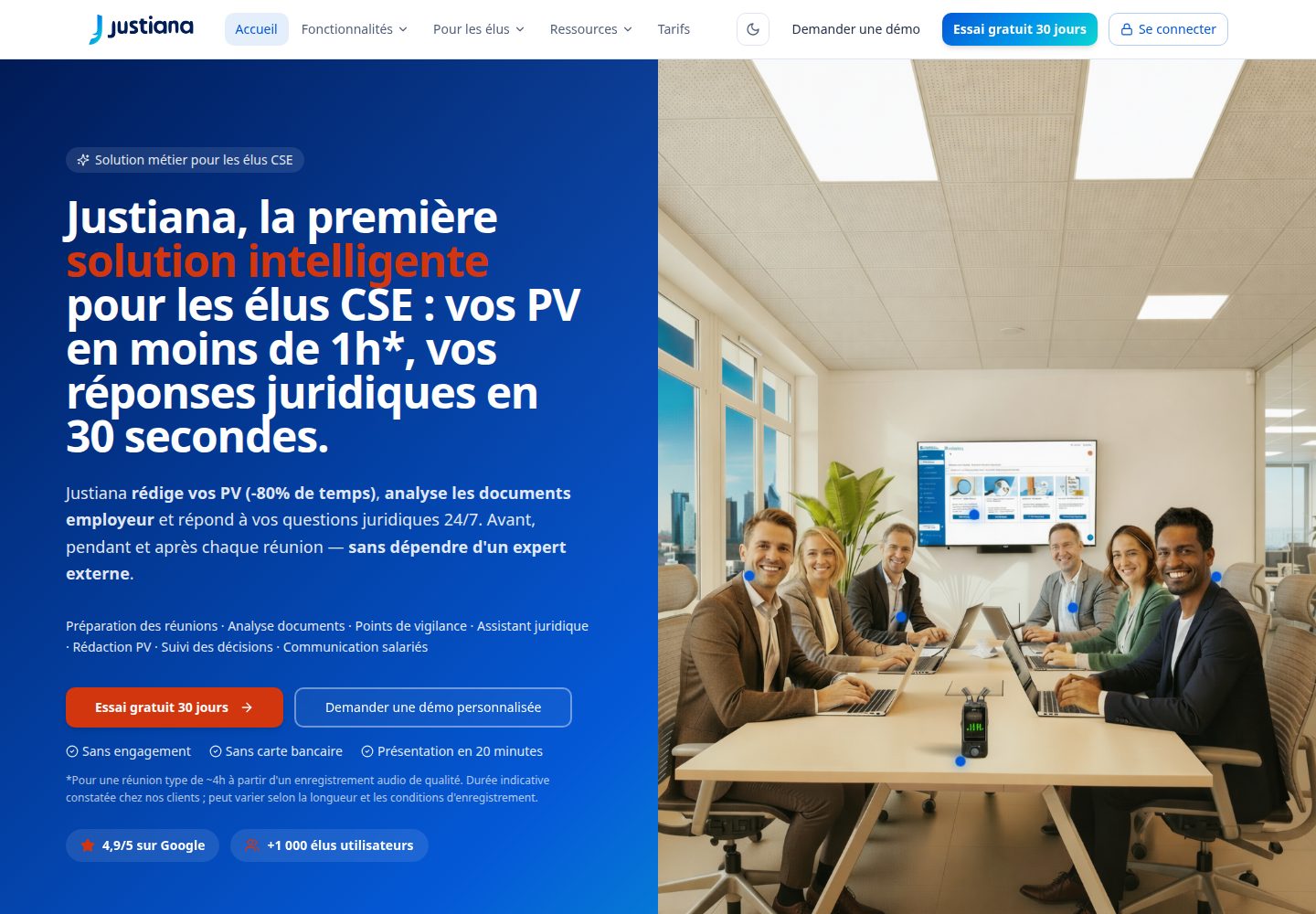 Justiana public website screenshot