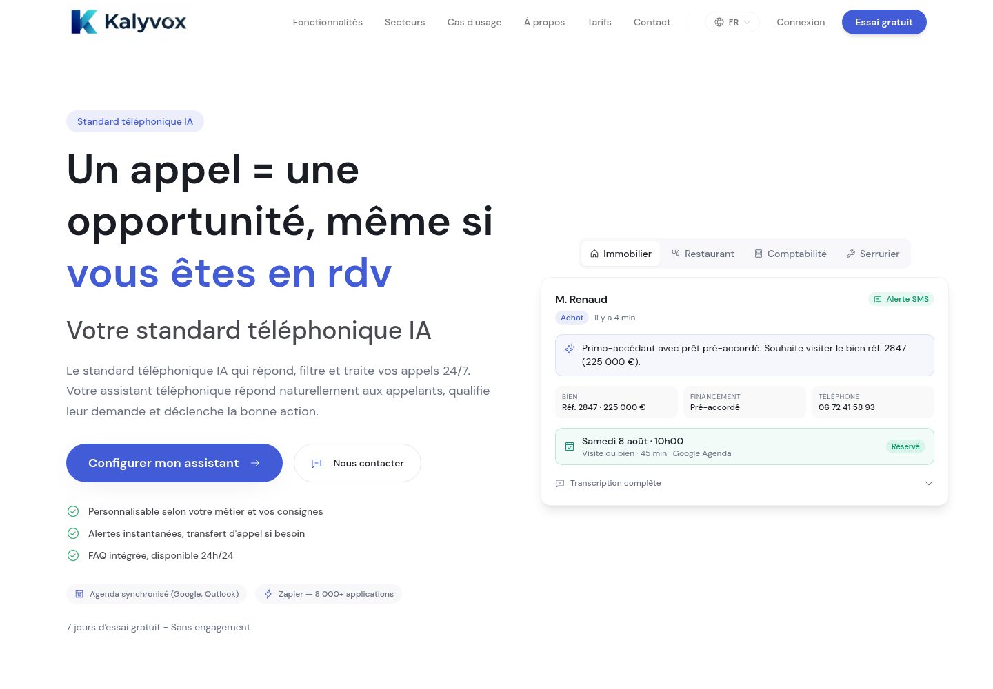 Kalyvox public website screenshot