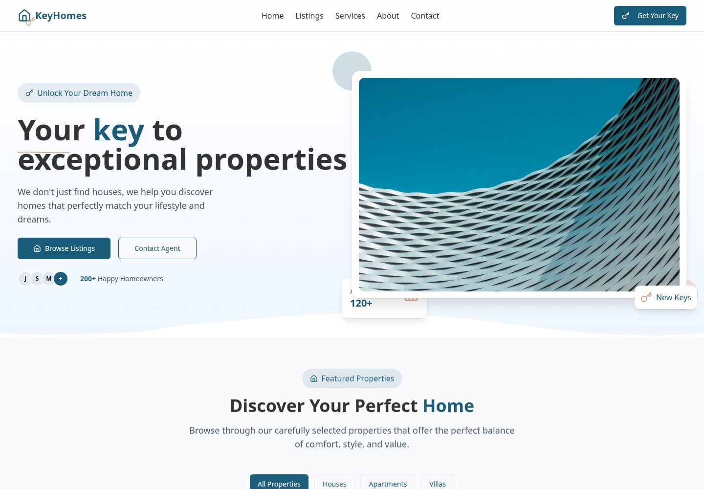 KeyHomes public website screenshot