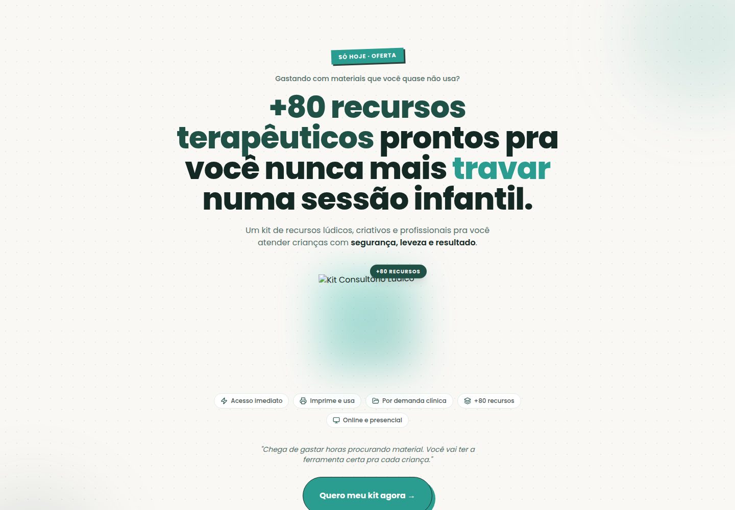 Kit Consultório Lúdico public website screenshot