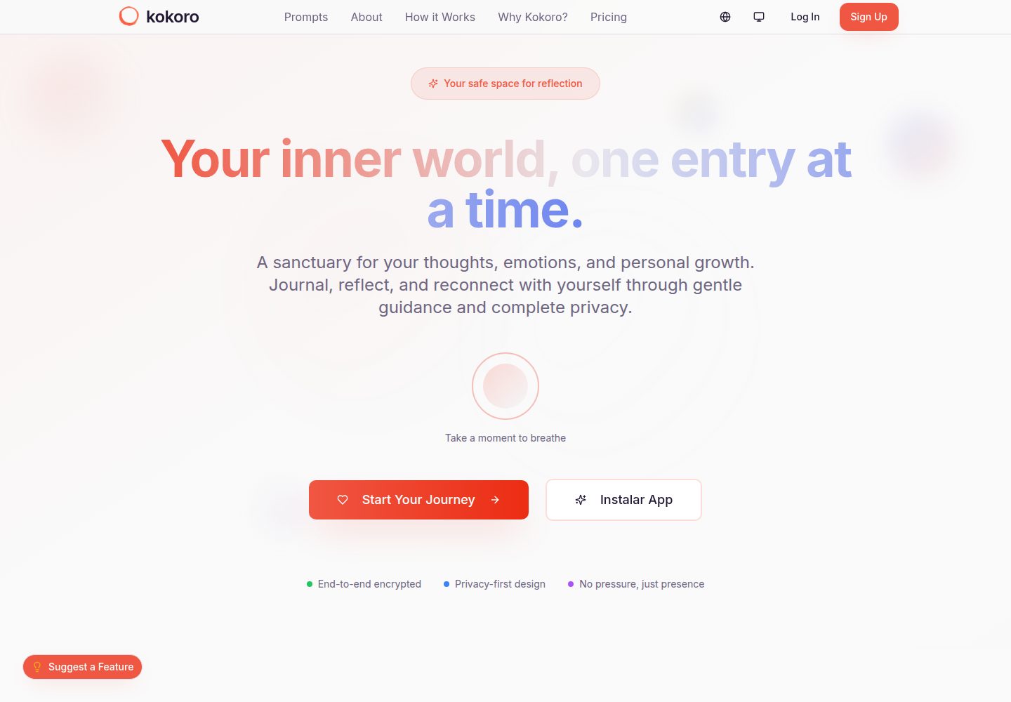 Kokoro public website screenshot