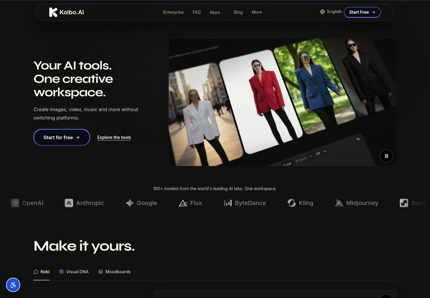 Kolbo.AI public website screenshot