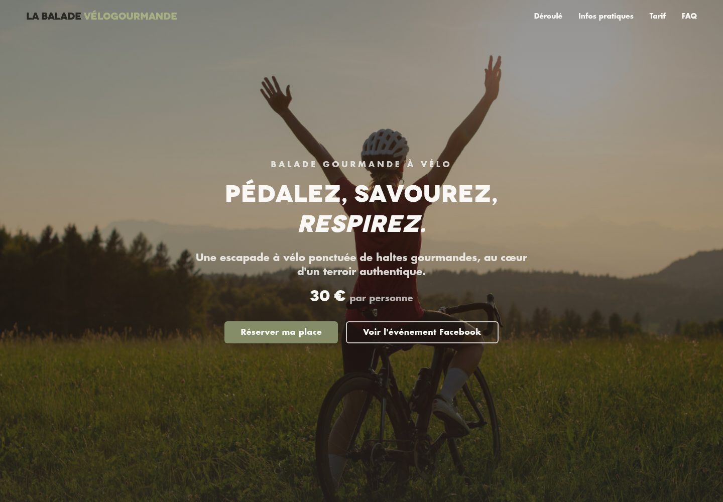 La Balade Vélogourmande public website screenshot