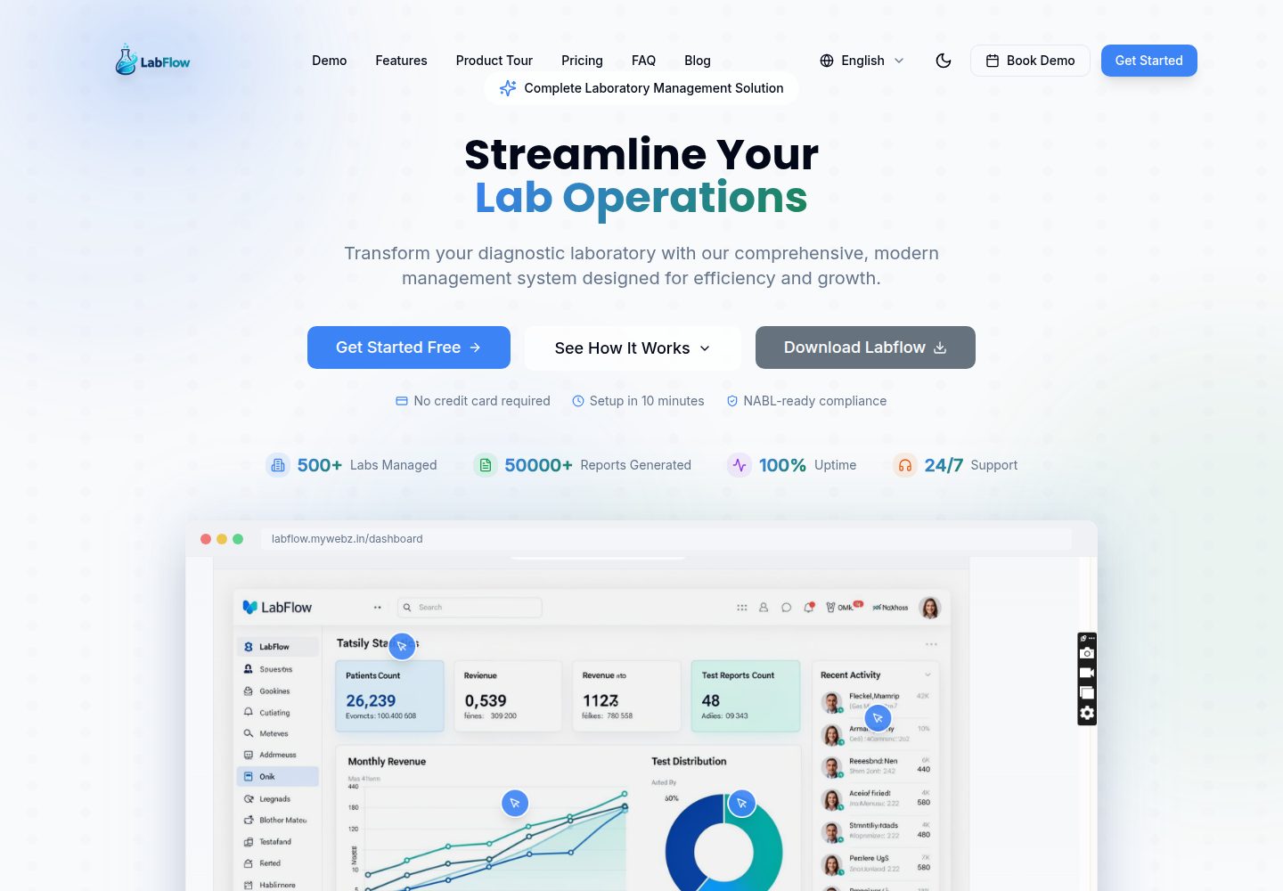 LabFlow public website screenshot