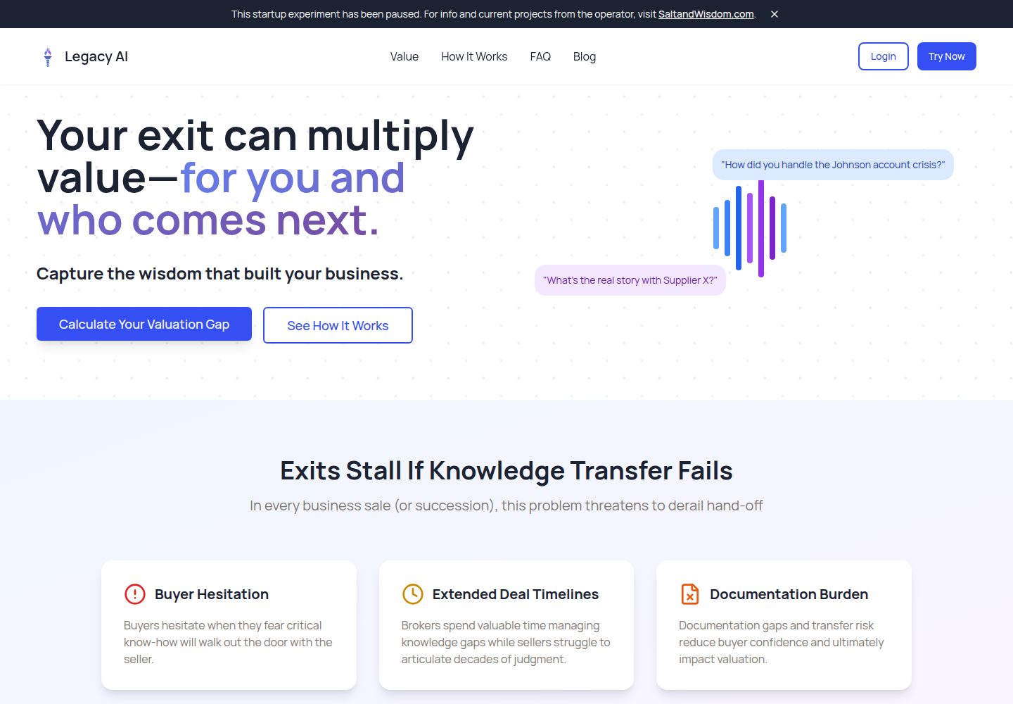 Legacy AI public website screenshot