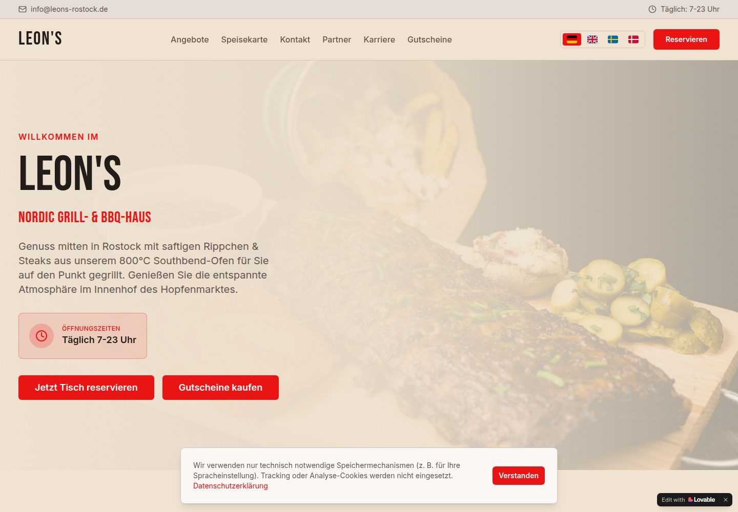 LEON'S public website screenshot