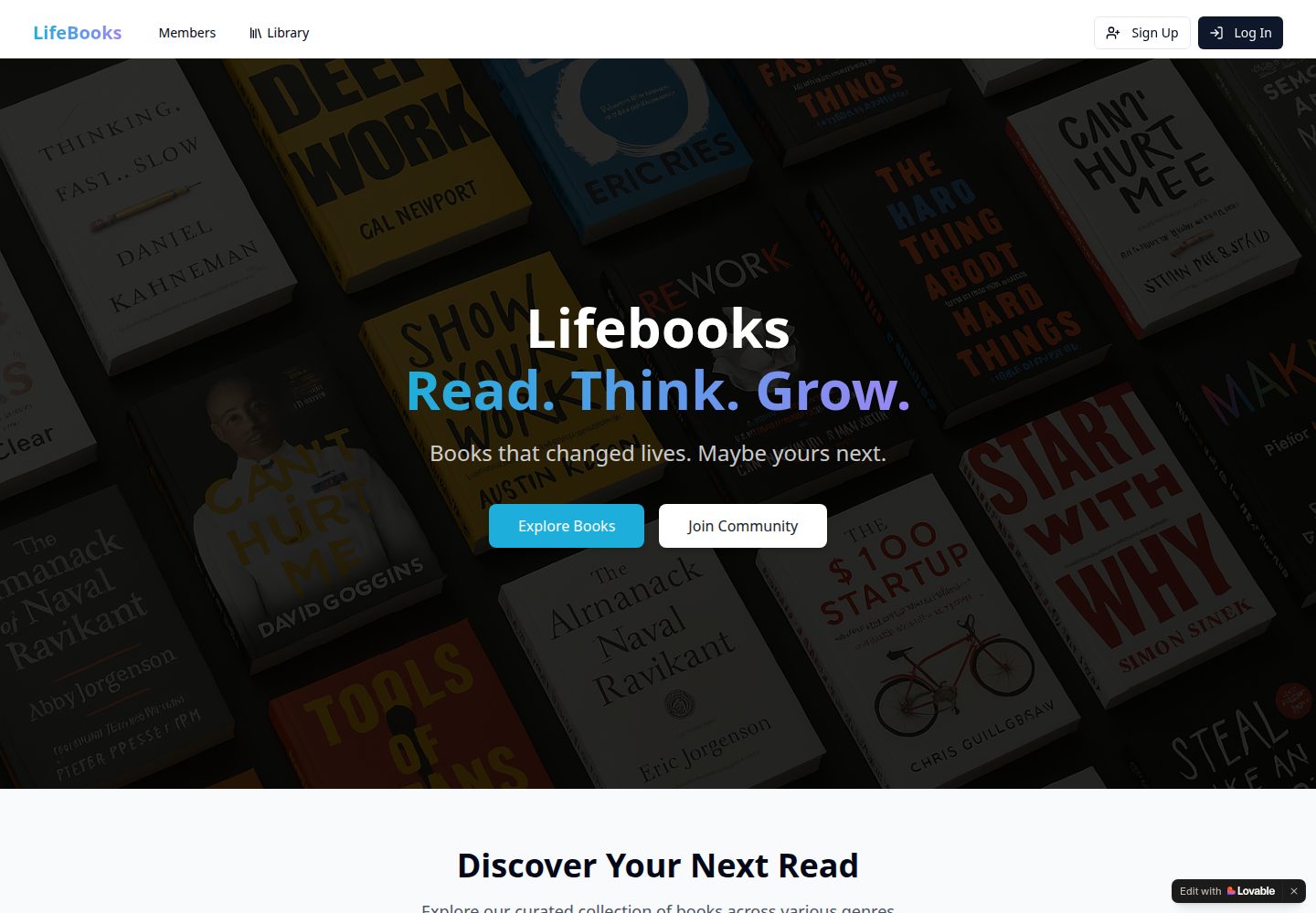 LifeBooks public website screenshot