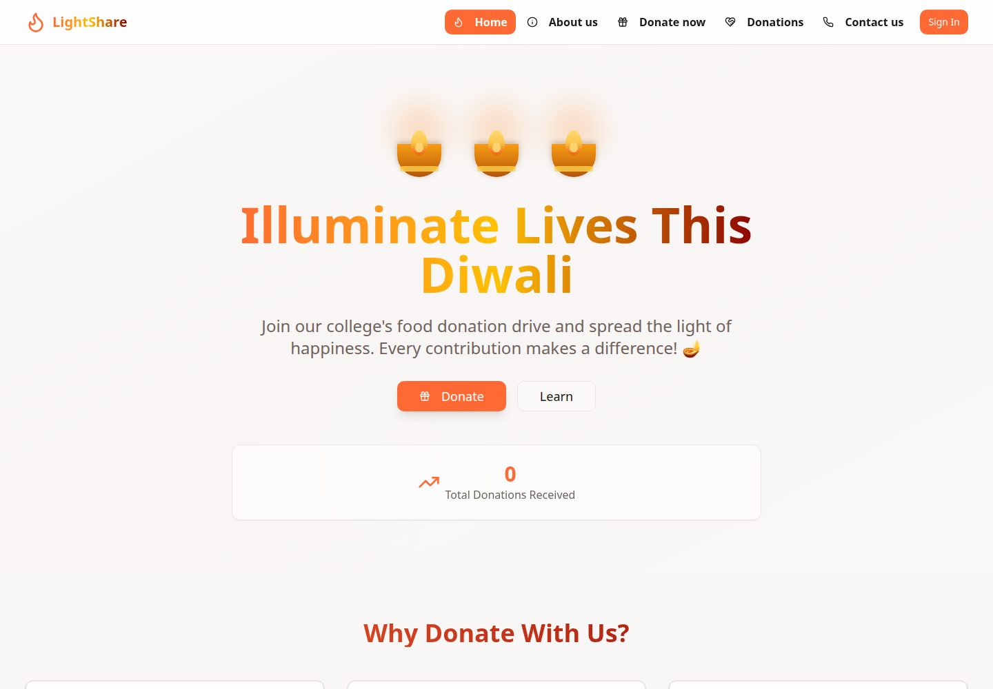 LightShare public website screenshot