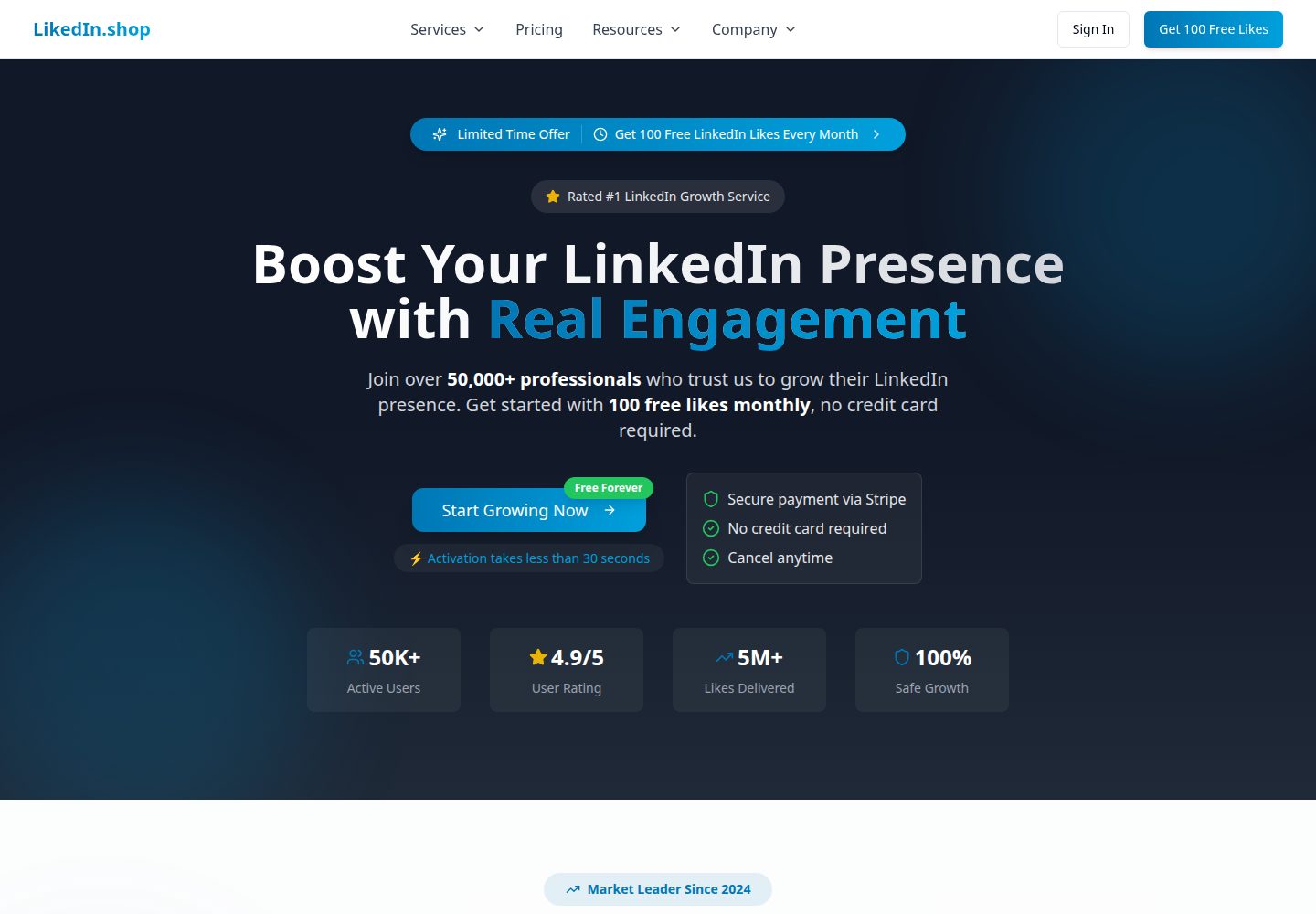 LikedIn public website screenshot