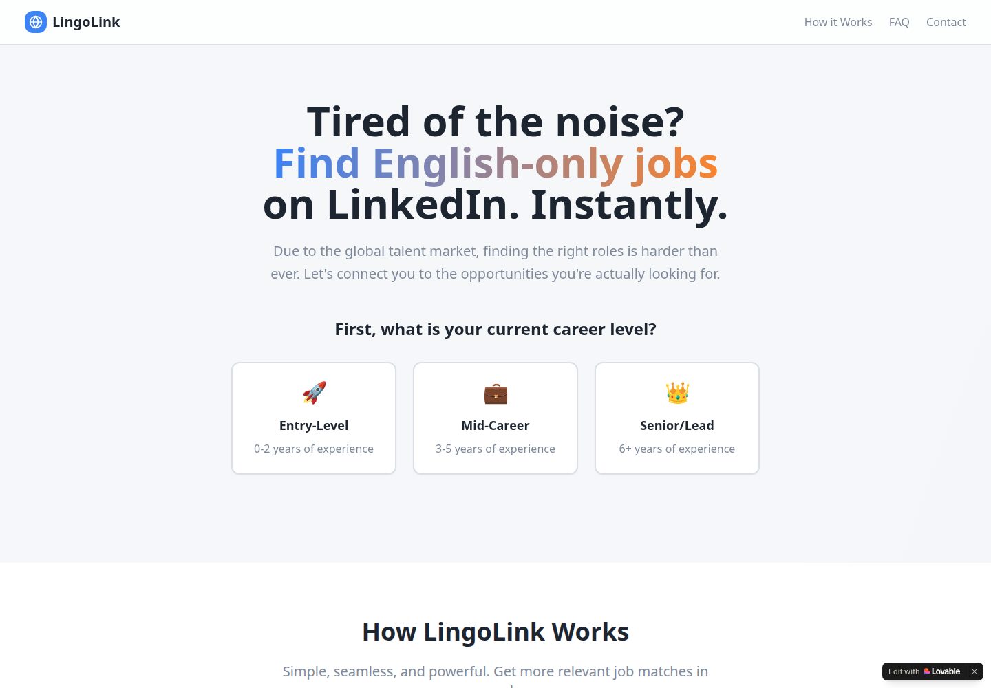 LingoLink public website screenshot