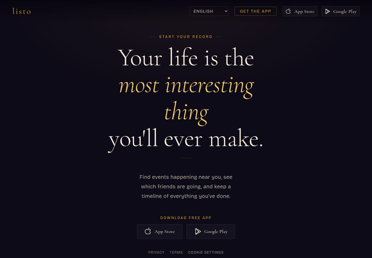 Listo public website screenshot