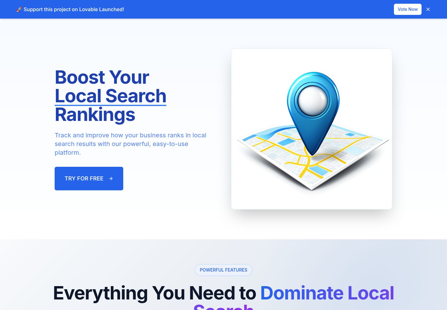 Local Rank public website screenshot