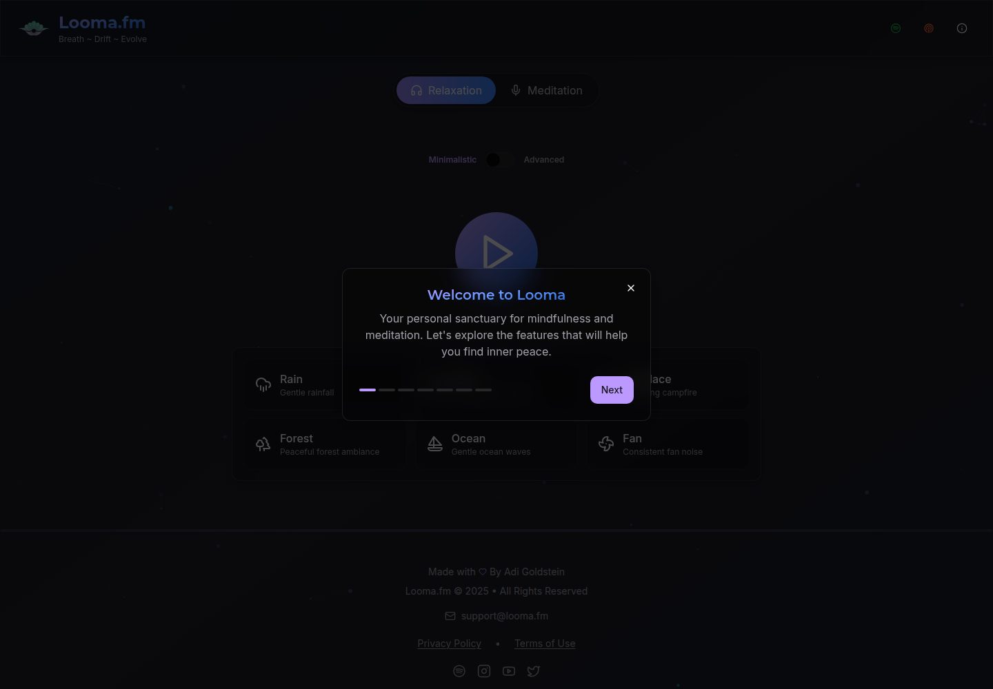 Looma.fm public website screenshot