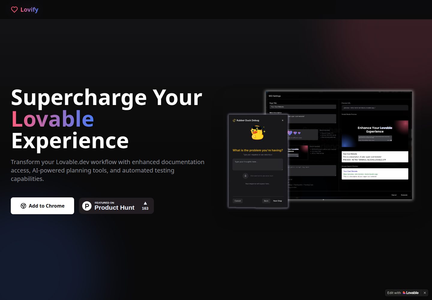 Lovify public website screenshot