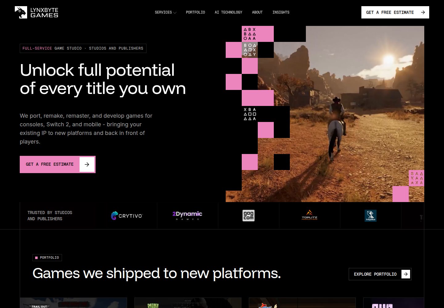 Lynxbyte Games public website screenshot