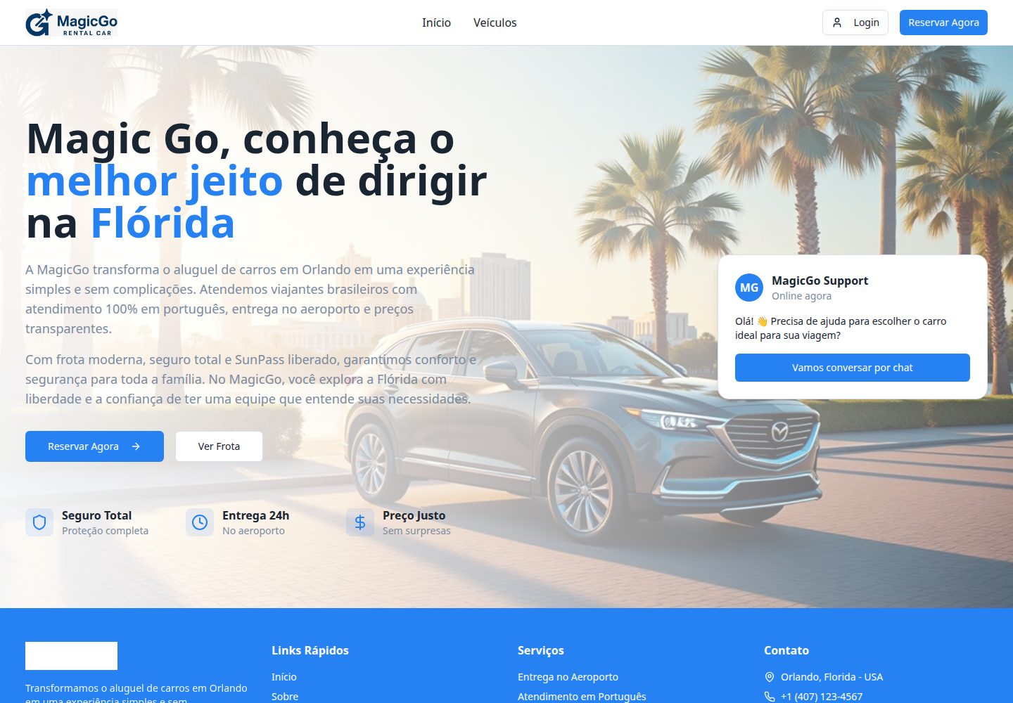 MagicGo Rental Car public website screenshot