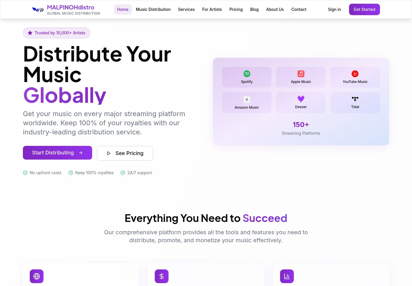 MALPINOHdistro public website screenshot