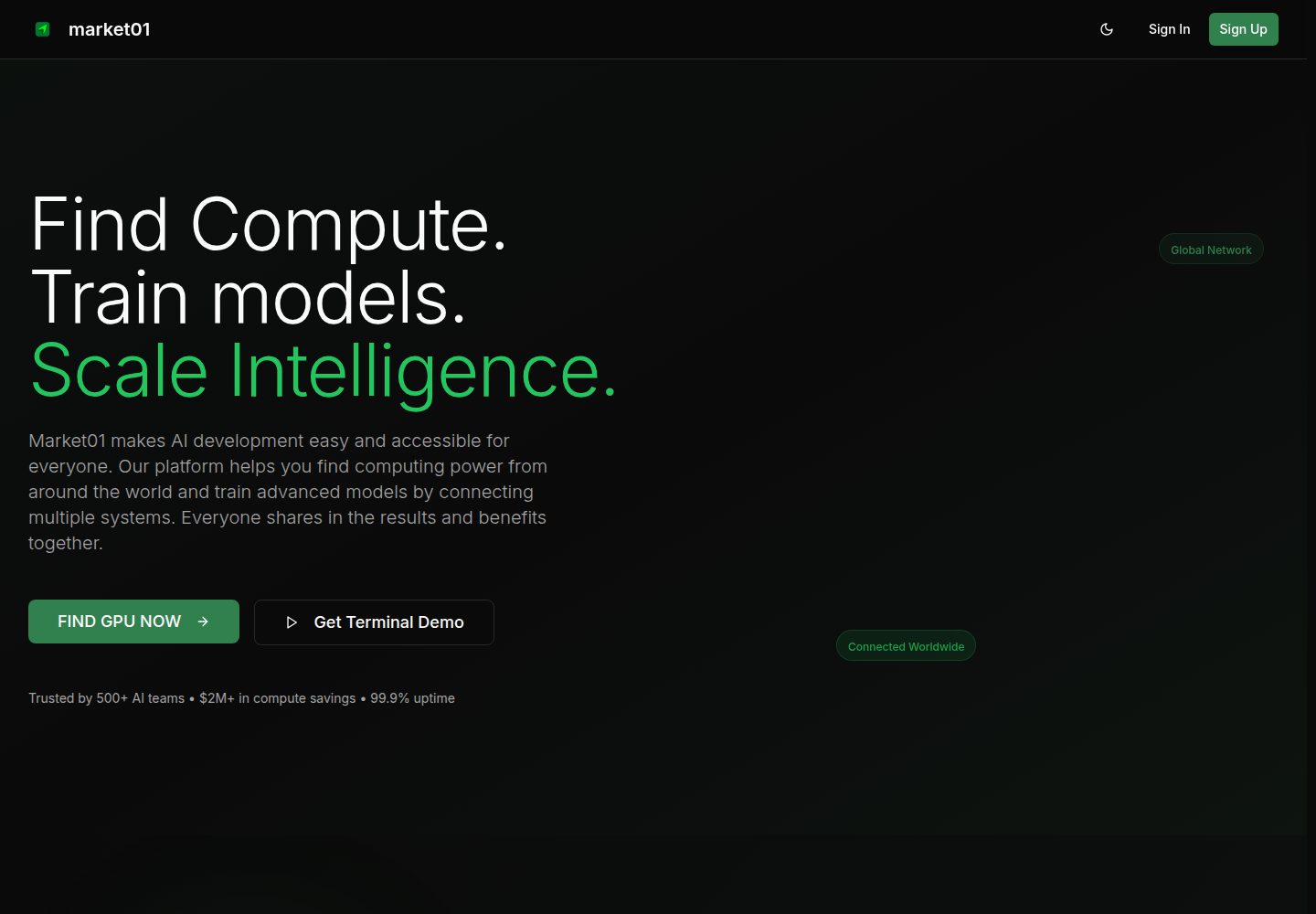 Market01 public website screenshot