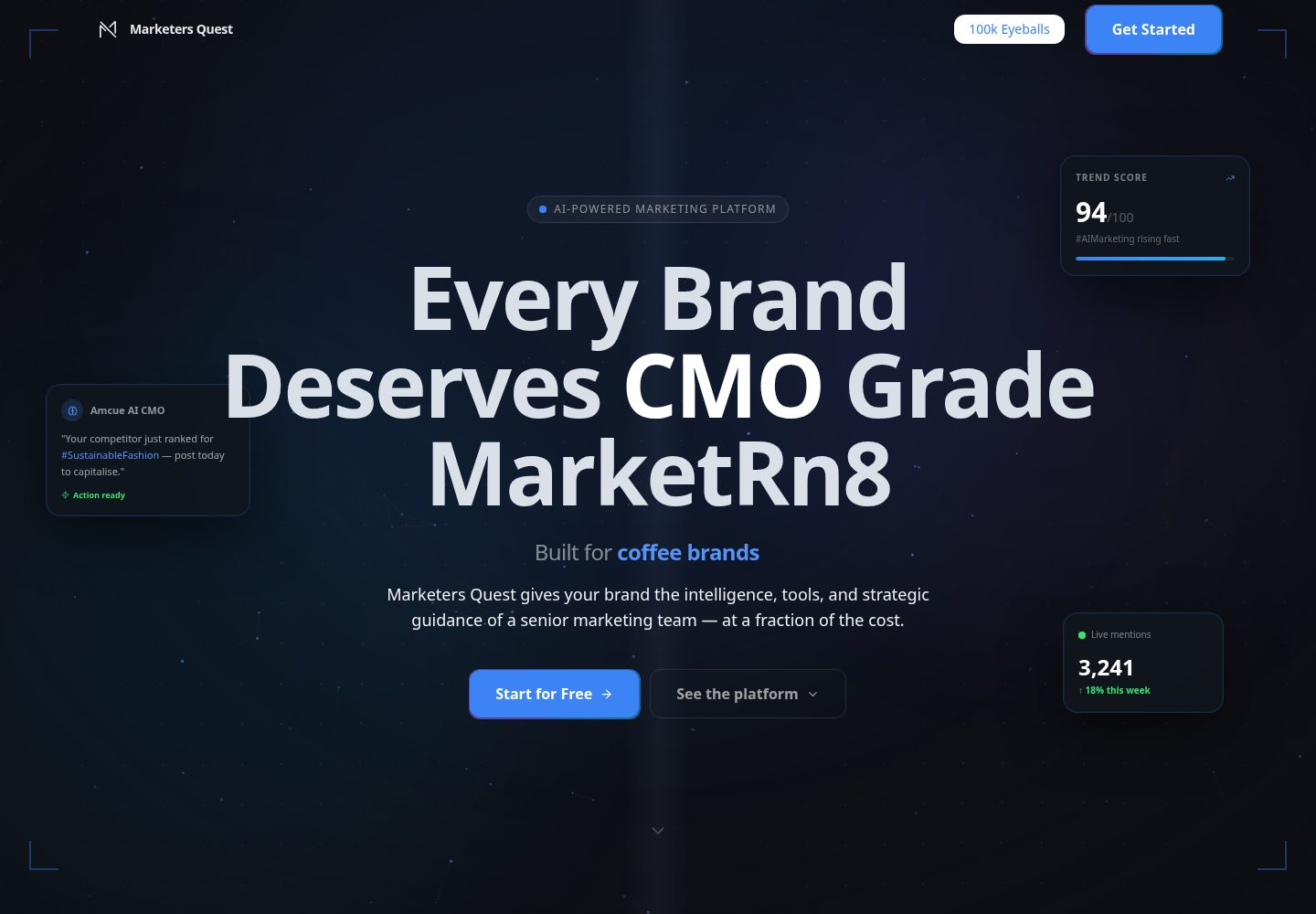 Marketers Quest public website screenshot