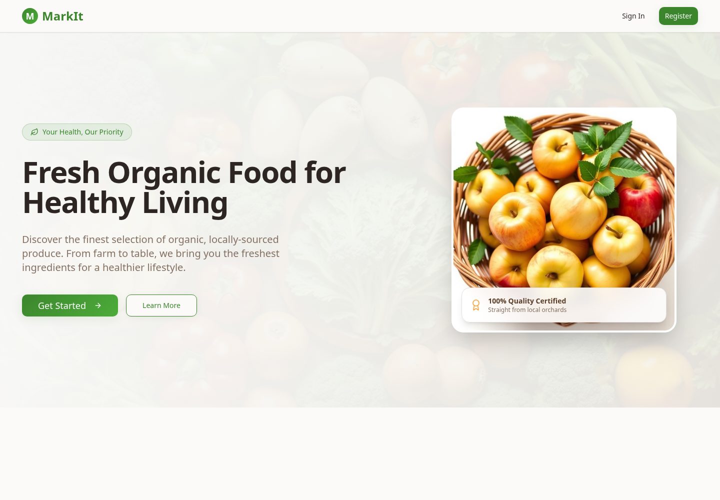 MarkIt public website screenshot