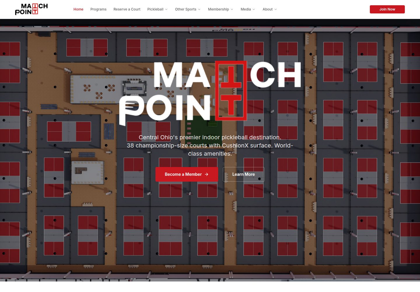 Match Point Club public website screenshot