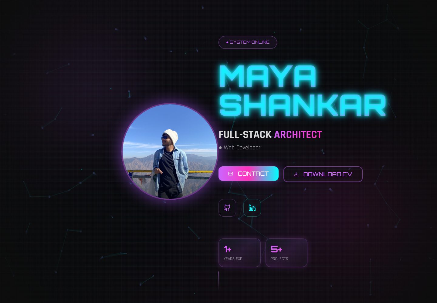 MAYA SHANKAR public website screenshot