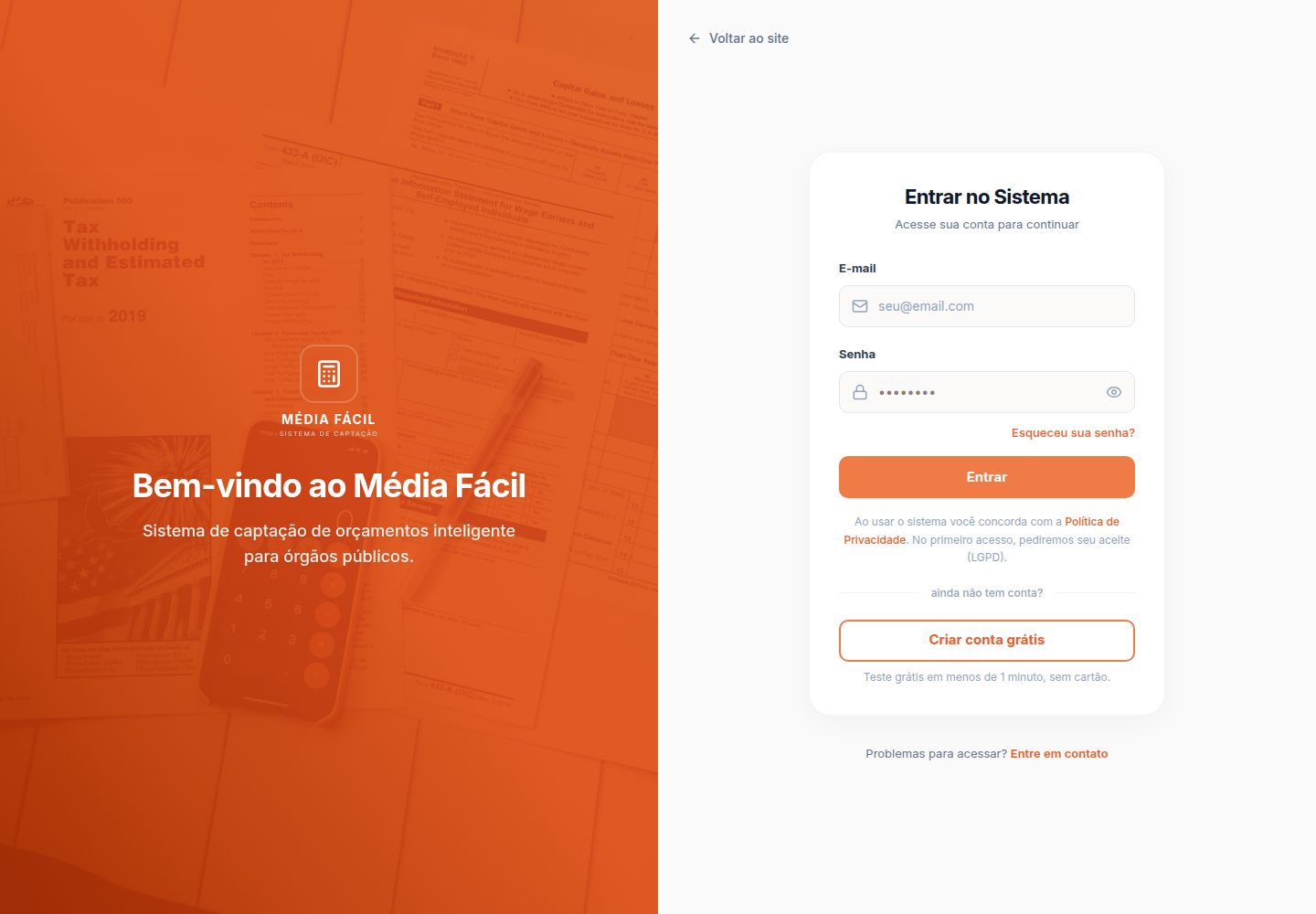 Média Fácil public website screenshot