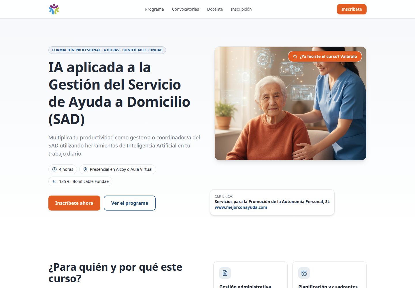 MejorConAyuda.com public website screenshot