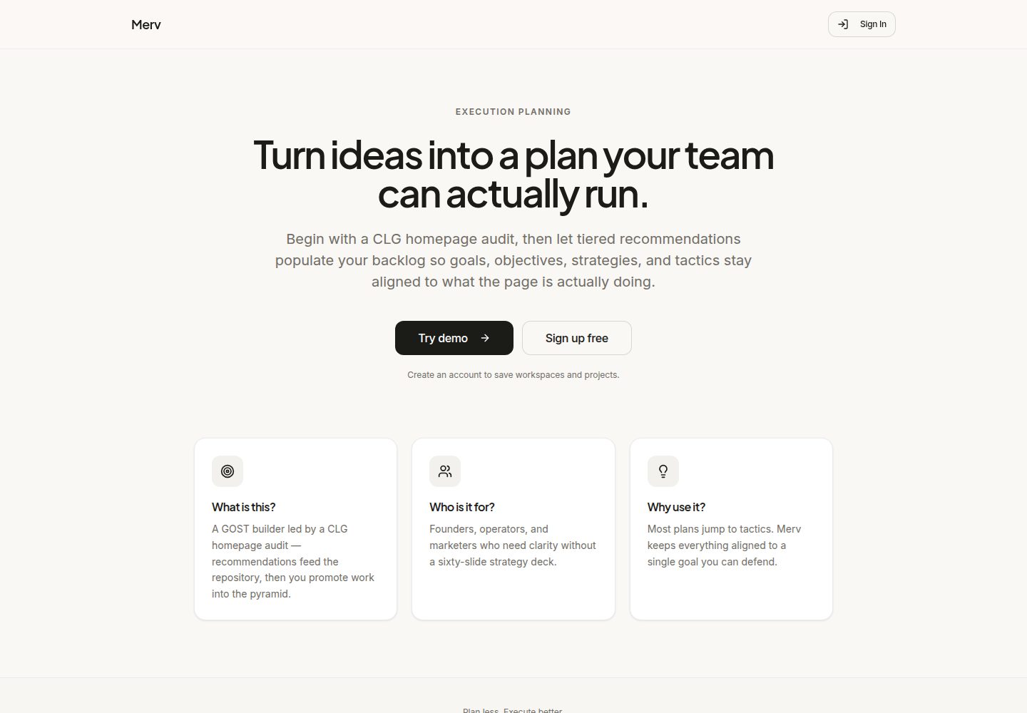 Merv public website screenshot
