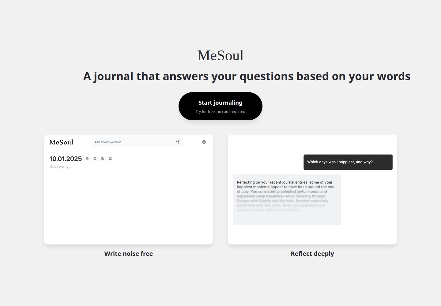 MeSoul public website screenshot