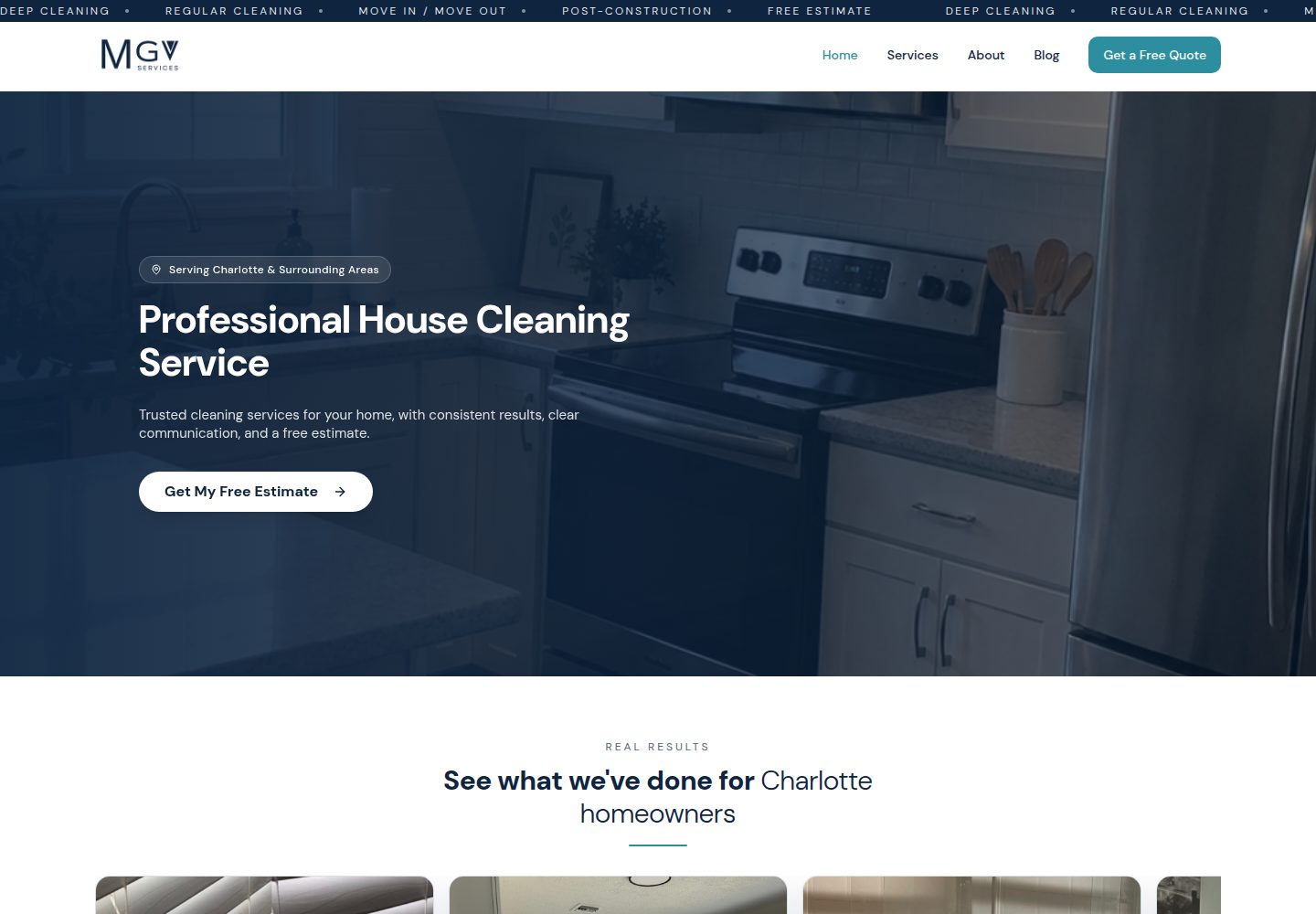 MGV Services public website screenshot