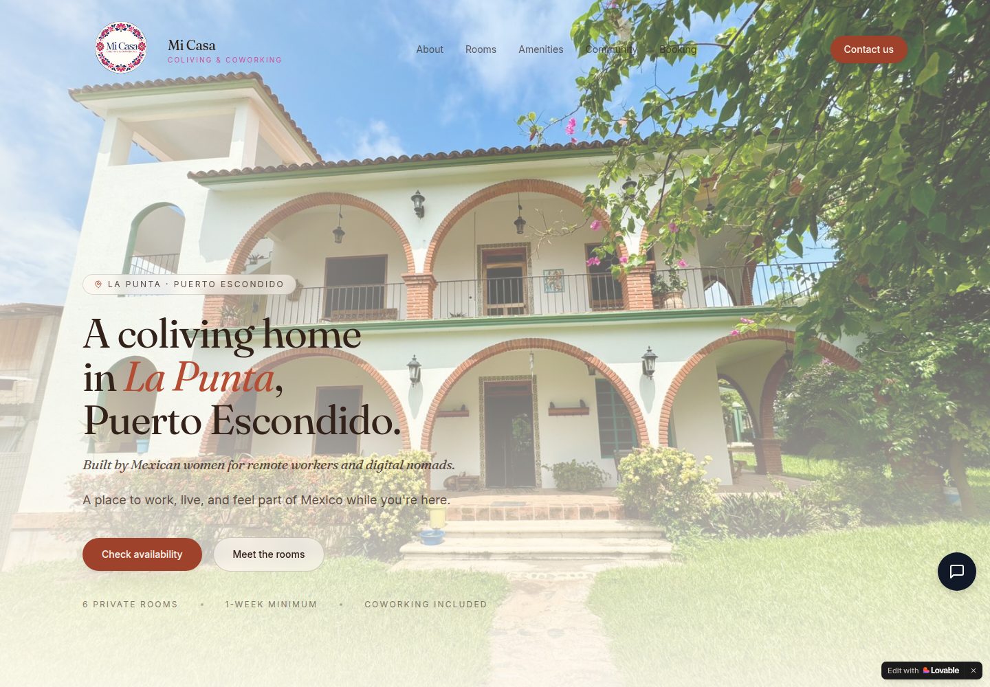 Mi Casa public website screenshot