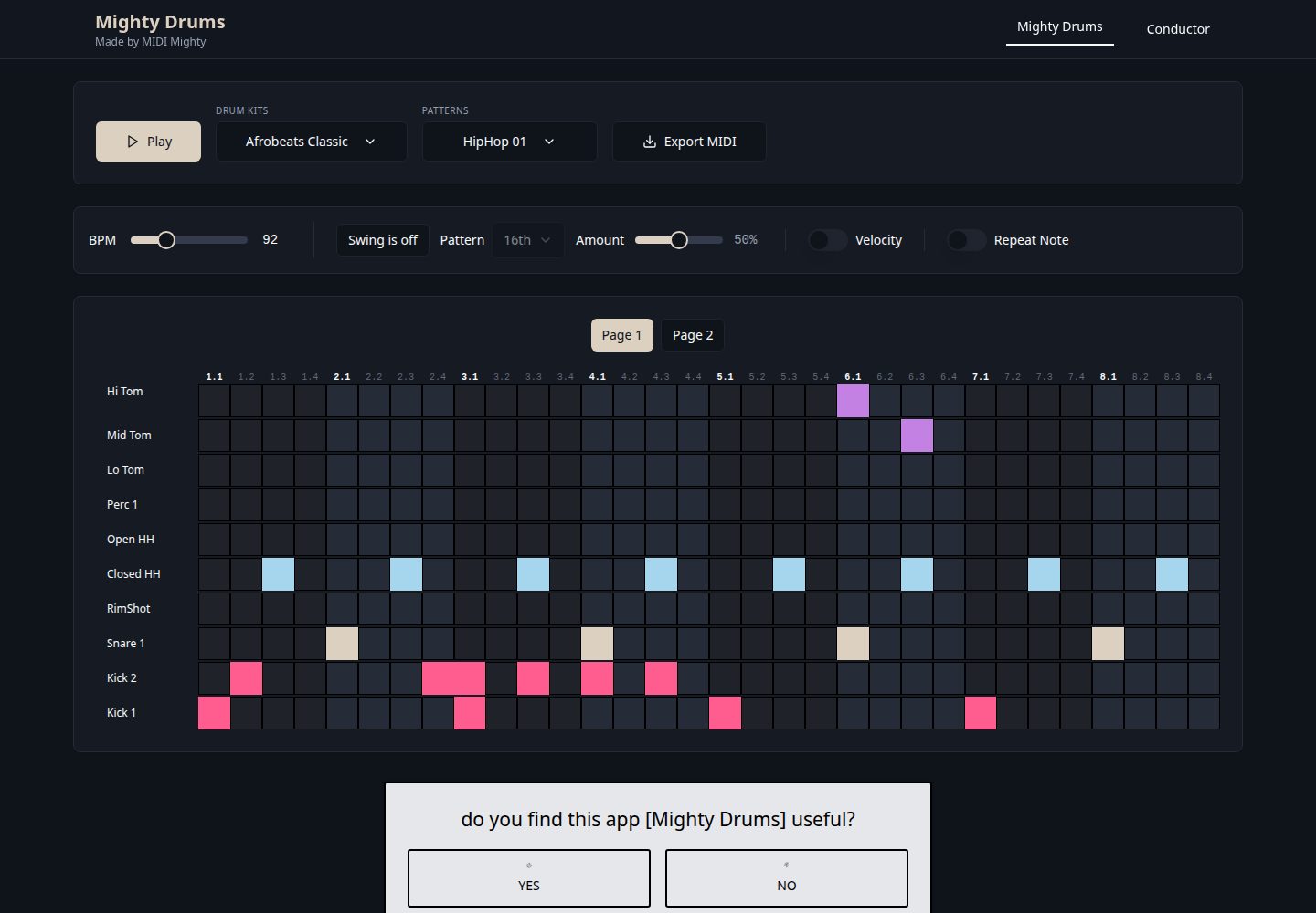 Mighty Drums public website screenshot