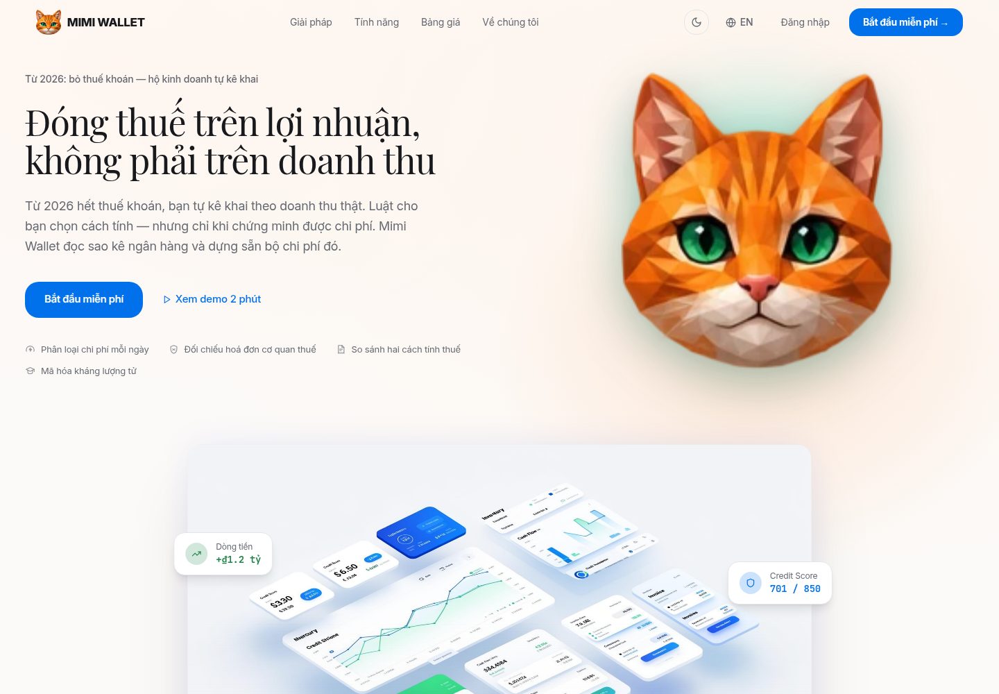 MIMI WALLET public website screenshot